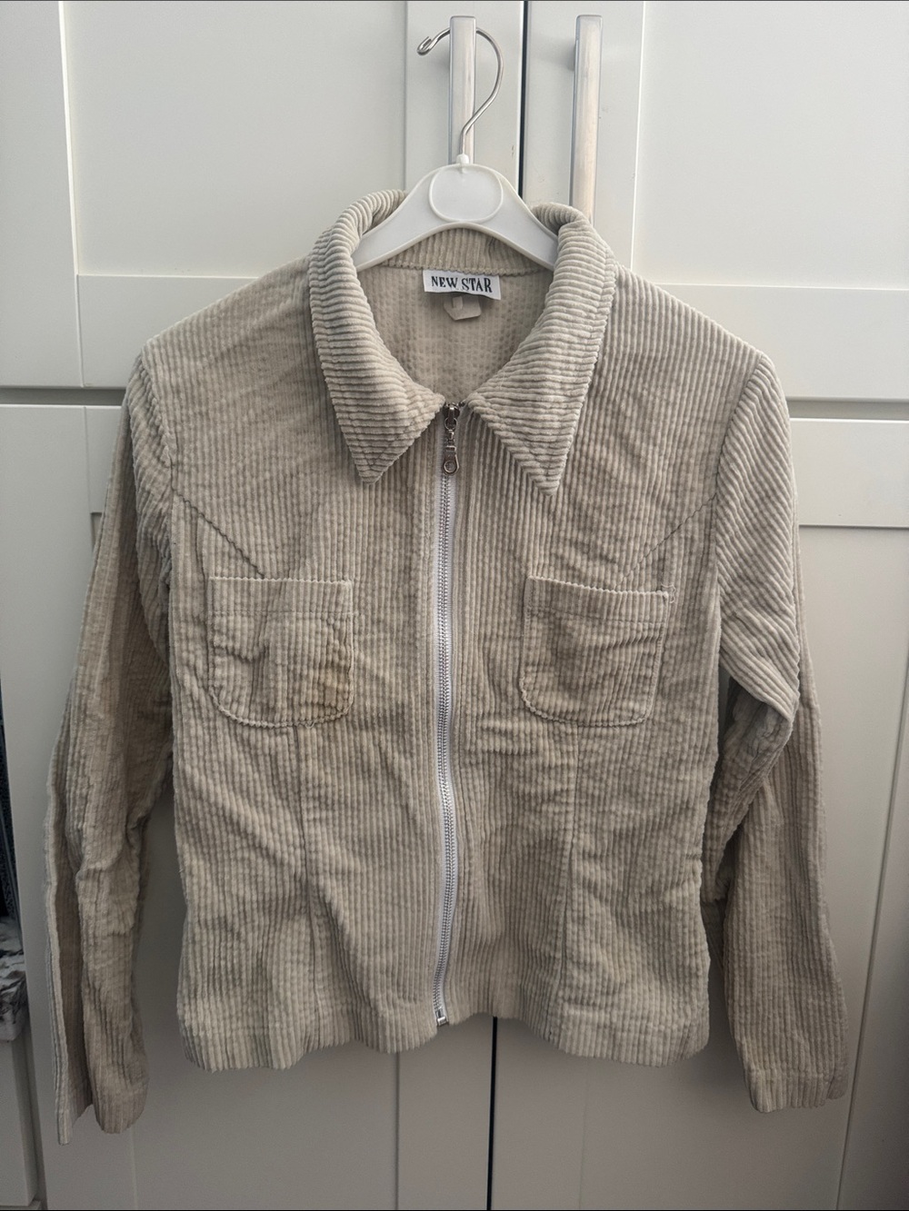Women's 90s Beige Corduroy Zip Jacket